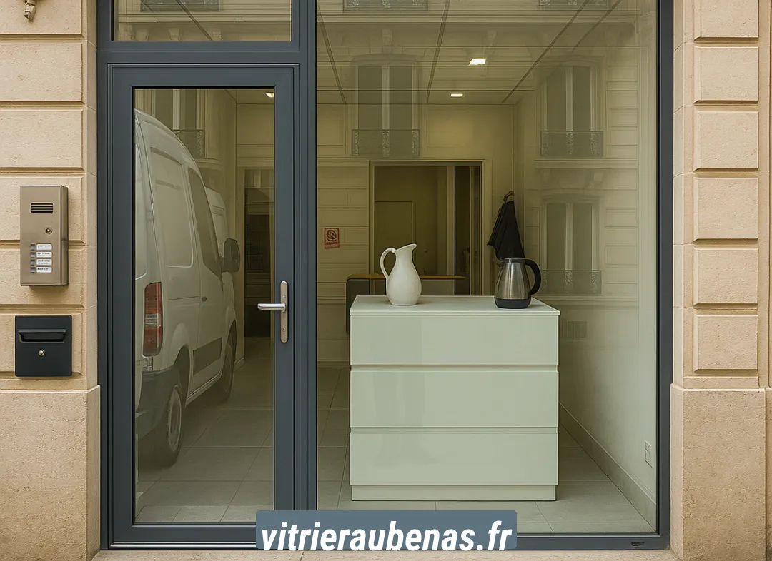 Façade vitrine de magasin en aluminium sur mesure à Aubenas